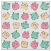 Niedliche Kawaii Hamster Gelb, Rosa, Grün Gemuster Stoff (Nahaufnahme)