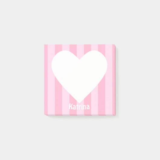 Niedliche Kawaii Herz Rosa Streifen Custom Post-it Klebezettel (Vorderseite)