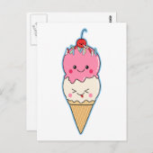 Niedliche Kawaii Ice Creme Postkarte (Vorne/Hinten)
