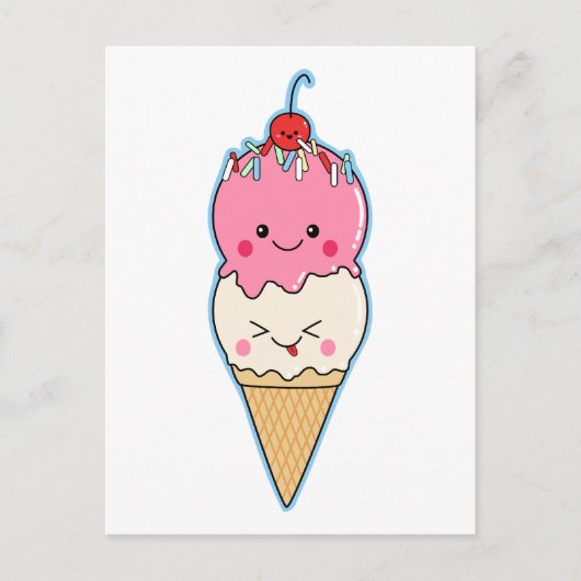 Niedliche Kawaii Ice Creme Postkarte (Vorderseite)
