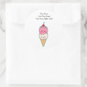 Niedliche Kawaii Ice Creme Runder Aufkleber (Tasche)