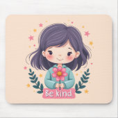 Niedliche Kawaii-Illustration "Be Kind" - Großarti Mousepad (Vorne)