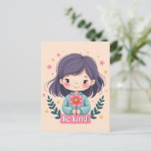 Niedliche Kawaii-Illustration "Be Kind" - Großarti Postkarte (Stehend Vorderseite)