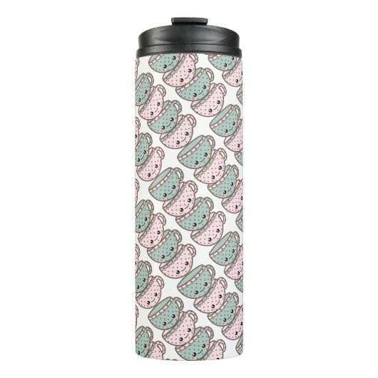 Niedliche Kawaii-Kaffeekassen Thermosbecher (Vorderseite)