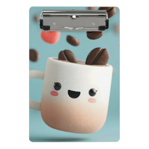 Niedliche Kawaii Kaffeemaschine Tasse mit schwimme Mini Klemmbrett