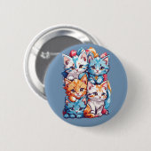 Niedliche Kawaii-Kätzchen Button (Vorne & Hinten)