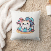 niedliche Kawaii Katze am Strand Throw Kissen (Decke)