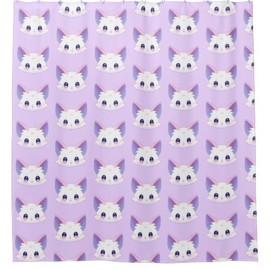 Niedliche Kawaii-Katze Duschvorhang (Vorderseite)