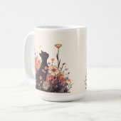 Niedliche Kawaii Katze im Feld voller Blume Kaffeetasse (Vorderseite Links)