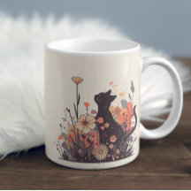 Niedliche Kawaii Katze im Feld voller Blume