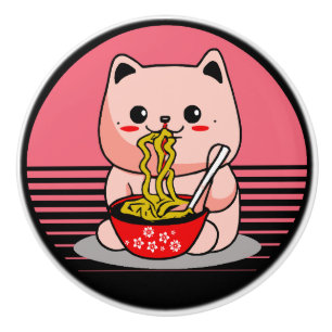 Niedliche Kawaii-Katze Keramikknauf
