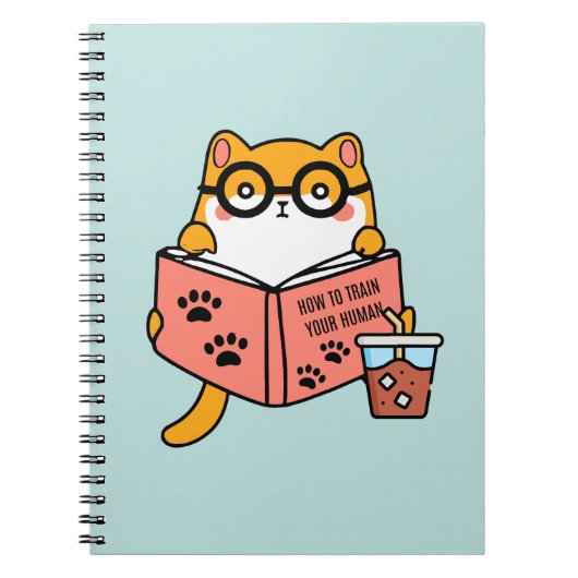 Niedliche Kawaii-Katze liest ein Buch (Vorderseite)