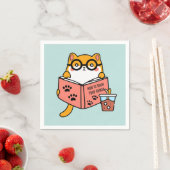 Niedliche Kawaii-Katze liest ein Buch Serviette (Beispiel)