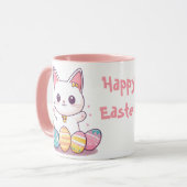 Niedliche Kawaii Katze Osterfeier Tasse - Adorable (Vorderseite Links)