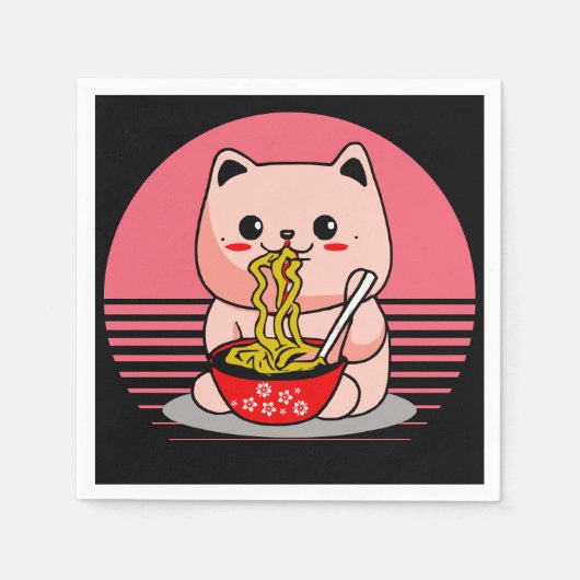 Niedliche Kawaii-Katze Serviette (Vorderseite)