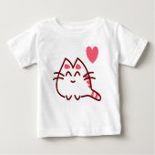 Niedliche Kawaii Katze und Herz Baby T-shirt (Vorderseite)