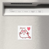 Niedliche Kawaii Katze und Herz Personalisiert Magnet (In Situ (Geschirrspüler))