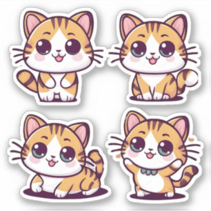 Niedliche Kawaii-Katzen, die Aufkleber