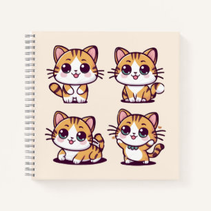 Niedliche Kawaii-Katzen, die Notizblock