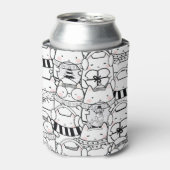 Niedliche Kawaii Katzen in Schwarz und Weiß mit Ro Dosenkühler (Kanne Vorderseite)