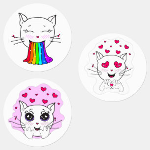 Niedliche Kawaii Katzen Liebliche emotionale Aufkl Etiketten