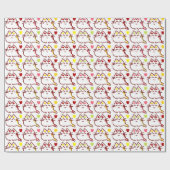 Niedliche Kawaii-Katzen und Herzmuster Geschenkpapier (Flach)