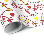 Niedliche Kawaii-Katzen und Herzmuster Geschenkpapier (Rolleneckpunkt)