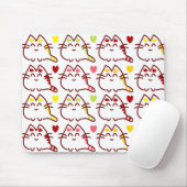 Niedliche Kawaii-Katzen und Herzmuster Mousepad (Mit Mouse)