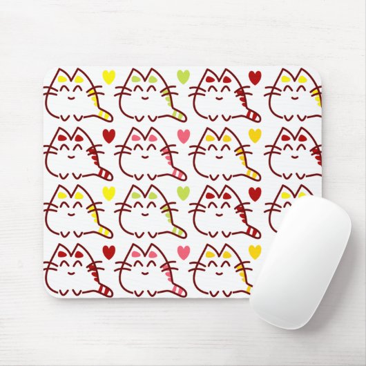 Niedliche Kawaii-Katzen und Herzmuster Mousepad (Mit Mouse)