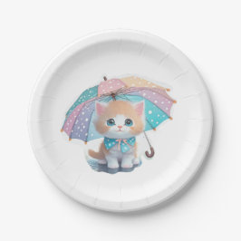 Niedliche Kawaii-Katzenillustrierung Pappteller