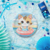 Niedliche Kawaii-Katzenillustrierung Pappteller (Party)