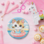 Niedliche Kawaii-Katzenillustrierung Pappteller (Party)