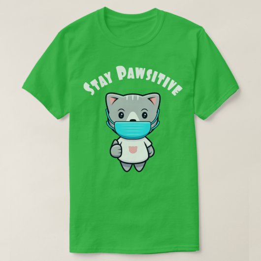 Niedliche Kawaii Katzenmaske Pawsitive Kitty T-Shirt (Design vorne)
