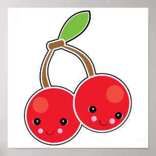 niedliche Kawaii-Kirschen Poster