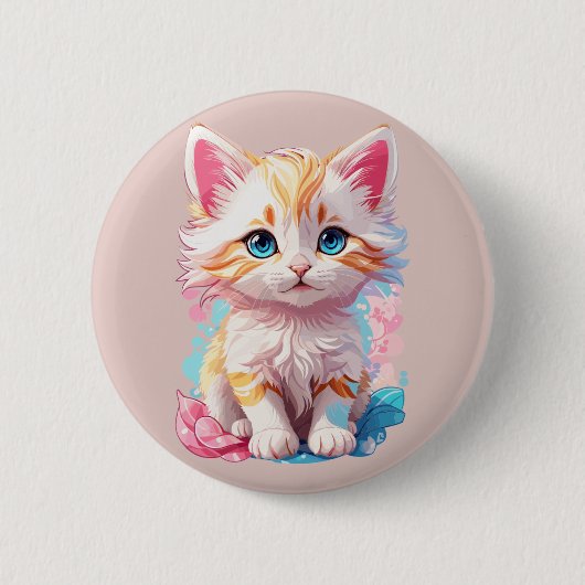 Niedliche Kawaii Kitten Button (Vorderseite)