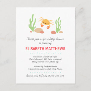 Niedliche Kawaii-Krabbe und Algen-neutrale Babydus Einladung