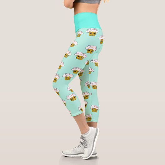 Niedliche Kawaii-Kuchen in Blau Capri Leggings (Links)