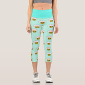 Niedliche Kawaii-Kuchen in Blau Capri Leggings (Vorderseite)