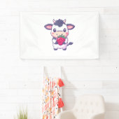 Niedliche Kawaii-Kuh mit Erdbeeren Adortable Rinde Banner (Insitu)