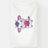 Niedliche Kawaii-Kuh mit Erdbeeren Adortable Rinde Banner (Vertikal)