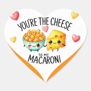 Niedliche Kawaii Macaroni und Käse Herz-Aufkleber