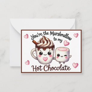 Niedliche Kawaii Marshmallows und Schokolade Mitteilungskarte