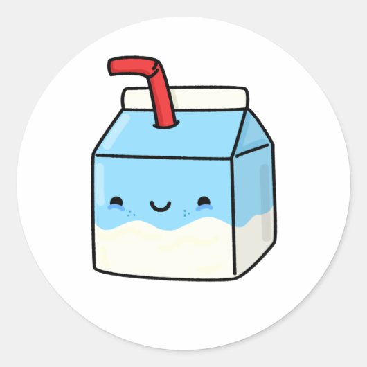 Niedliche Kawaii Milk Box Runder Aufkleber (Vorderseite)