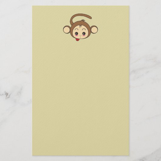 Niedliche Kawaii-Monkey-Illustration Briefpapier (Vorderseite)