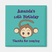 Niedliche Kawaii Monkey Illustration Geburtstag Magnet (Vorne)