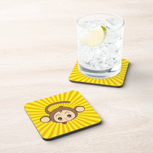 Niedliche Kawaii-Monkey-Illustration Getränkeuntersetzer (Rechte Seite)