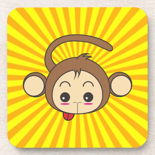 Niedliche Kawaii-Monkey-Illustration Getränkeuntersetzer (Vorderseite)