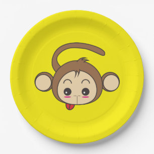 Niedliche Kawaii-Monkey-Illustration Pappteller