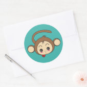 Niedliche Kawaii-Monkey-Illustration Runder Aufkleber (Umschlag)