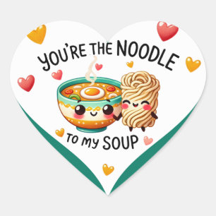 Niedliche Kawaii-Nudeln und Suppe Herz-Aufkleber